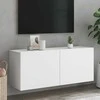 TV staliukas Prie sienos montuojama TV spintelė, baltos spalvos, 100x30x41cm
