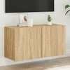 TV staliukas Prie sienos montuojama TV spintelė, ąžuolo spalvos, 80x30x41cm