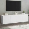 TV staliukas Prie sienos montuojamos TV spintelės, 2vnt., baltos, 80x30x41cm