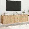 TV staliukas Prie sienos montuojamos TV spintelės, 2vnt., ąžuolo, 80x30x41cm