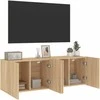 TV staliukas Prie sienos montuojamos TV spintelės, 2vnt., ąžuolo, 60x30x41cm