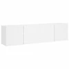 TV staliukas Prie sienos montuojamos TV spintelės, 2vnt., baltos, 80x30x41cm