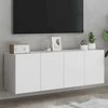 TV staliukas Prie sienos montuojamos TV spintelės, 2vnt., baltos, 60x30x41cm