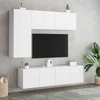 TV staliukas Prie sienos montuojamos TV spintelės, 2vnt., baltos, 60x30x41cm