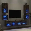 TV staliukas Sieninė TV sekcija su LED, 8 dalių, dūminio ąžuolo, mediena