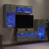 TV staliukas Sieninė TV sekcija su LED, 5 dalių, pilka ąžuolo, mediena