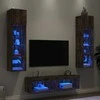 TV staliukas Sieninė TV sekcija su LED, 6 dalių, dūminio ąžuolo, mediena
