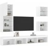 TV staliukas Sieninė TV sekcija su LED, 5 dalių, balta, apdirbta mediena