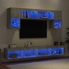 TV staliukas Sieninė TV sekcija su LED, 6 dalių, betono, apdirbta mediena