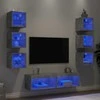 TV staliukas Sieninė TV sekcija su LED, 8 dalių, betono, apdirbta mediena