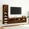 TV staliukas Sieninė TV sekcija su LED, 4 dalių, dūminio ąžuolo, mediena