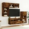 TV staliukas Sieninė TV sekcija su LED, 5 dalių, dūminio ąžuolo, mediena