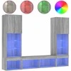 TV staliukas Sieninė TV sekcija su LED, 5 dalių, pilka ąžuolo, mediena