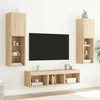 TV staliukas Sieninė TV sekcija su LED, 5 dalių, ąžuolo, apdirbta mediena