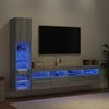 TV staliukas Sieninė TV sekcija su LED, 4 dalių, pilka ąžuolo, mediena