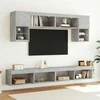 TV staliukas Sieninė TV sekcija su LED, 6 dalių, betono, apdirbta mediena