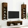 TV staliukas Sieninė TV sekcija su LED, 6 dalių, dūminio ąžuolo, mediena