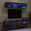 TV staliukas Sieninė TV sekcija su LED, 5 dalių, dūminio ąžuolo, mediena