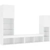TV staliukas Sieninė TV sekcija su LED, 4 dalių, balta, apdirbta mediena