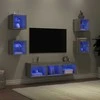 TV staliukas Sieninė TV sekcija su LED, 7 dalių, pilka ąžuolo, mediena