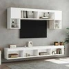 TV staliukas Sieninė TV sekcija su LED, 6 dalių, balta, apdirbta mediena