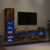 TV staliukas Sieninė TV sekcija su LED, 4 dalių, dūminio ąžuolo, mediena