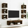 TV staliukas Sieninė TV sekcija su LED, 8 dalių, dūminio ąžuolo, mediena