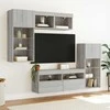 TV staliukas Sieninė TV sekcija su LED, 5 dalių, pilka ąžuolo, mediena
