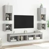 TV staliukas Sieninė TV sekcija su LED, 8 dalių, pilka ąžuolo, mediena