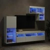 TV staliukas Sieninė TV sekcija su LED, 6 dalių, balta, apdirbta mediena
