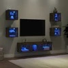 TV staliukas Sieninė TV sekcija su LED, 7 dalių, dūminio ąžuolo, mediena
