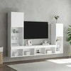 TV staliukas Sieninė TV sekcija su LED, 4 dalių, balta, apdirbta mediena