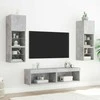 TV staliukas Sieninė TV sekcija su LED, 6 dalių, betono, apdirbta mediena