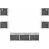 TV staliukas Sieninė TV sekcija su LED, 7 dalių, betono, apdirbta mediena