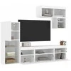 TV staliukas Sieninė TV sekcija su LED, 6 dalių, balta, apdirbta mediena