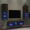 TV staliukas Sieninė TV sekcija su LED, 5 dalių, dūminio ąžuolo, mediena