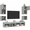 TV staliukas Sieninė TV sekcija su LED, 8 dalių, pilka ąžuolo, mediena