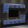 TV staliukas Sieninė TV sekcija su LED, 8 dalių, balta, apdirbta mediena