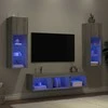 TV staliukas Sieninė TV sekcija su LED, 5 dalių, pilka ąžuolo, mediena