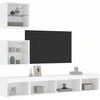 TV staliukas Sieninė TV sekcija su LED, 5 dalių, balta, apdirbta mediena