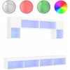 TV staliukas Sieninė TV sekcija su LED, 6 dalių, balta, apdirbta mediena