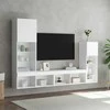 TV staliukas Sieninė TV sekcija su LED, 4 dalių, balta, apdirbta mediena