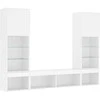 TV staliukas Sieninė TV sekcija su LED, 5 dalių, balta, apdirbta mediena