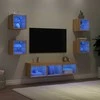 TV staliukas Sieninė TV sekcija su LED, 7 dalių, ąžuolo, apdirbta mediena