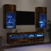 TV staliukas Sieninė TV sekcija su LED, 5 dalių, dūminio ąžuolo, mediena