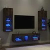 TV staliukas Sieninė TV sekcija su LED, 5 dalių, dūminio ąžuolo, mediena