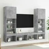 TV staliukas Sieninė TV sekcija su LED, 5 dalių, betono, apdirbta mediena
