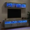 TV staliukas Sieninė TV sekcija su LED, 5 dalių, betono, apdirbta mediena