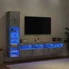TV staliukas Sieninė TV sekcija su LED, 4 dalių, betono, apdirbta mediena