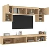 TV staliukas Sieninė TV sekcija su LED, 6 dalių, ąžuolo, apdirbta mediena